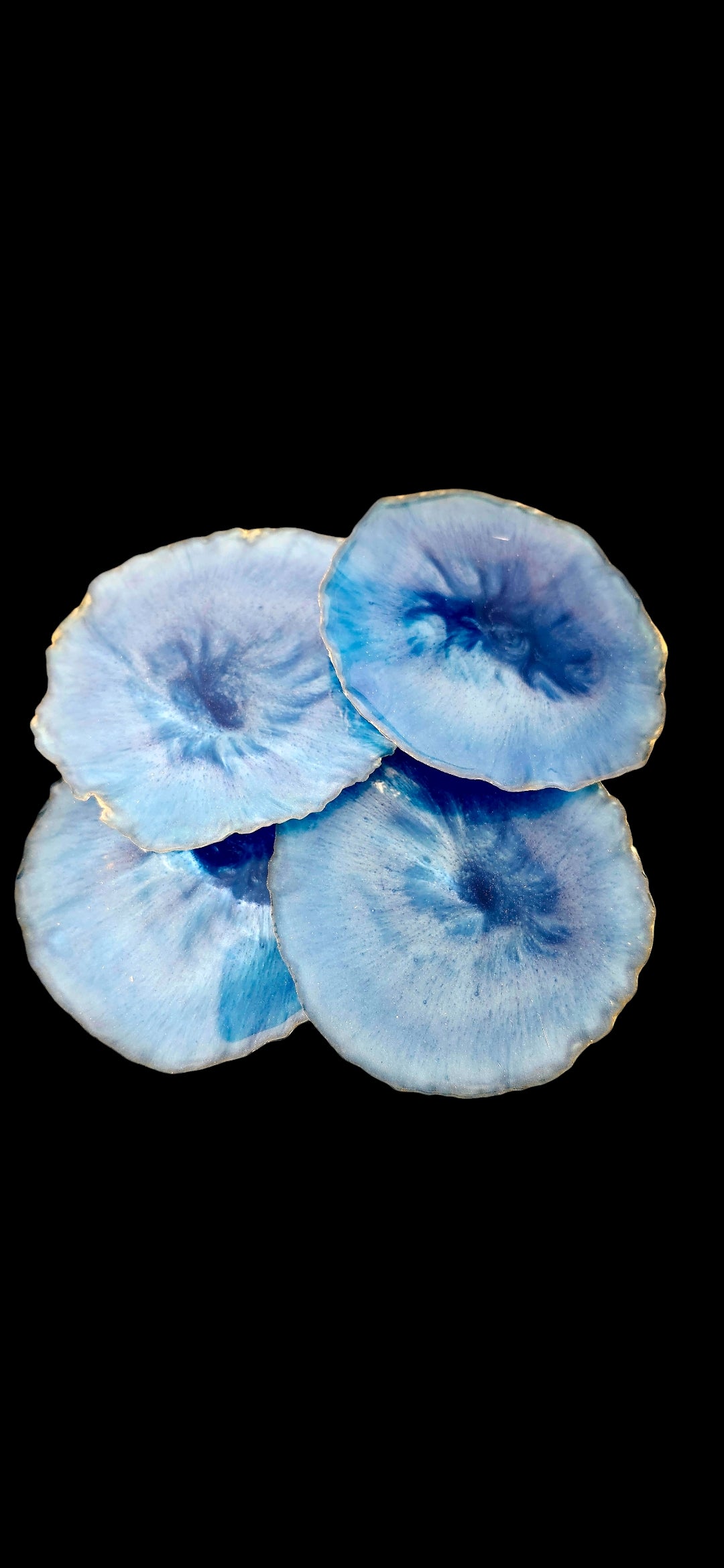 Midnight Surge – Gilded Blue Resin Coaster Set (4-Piece)