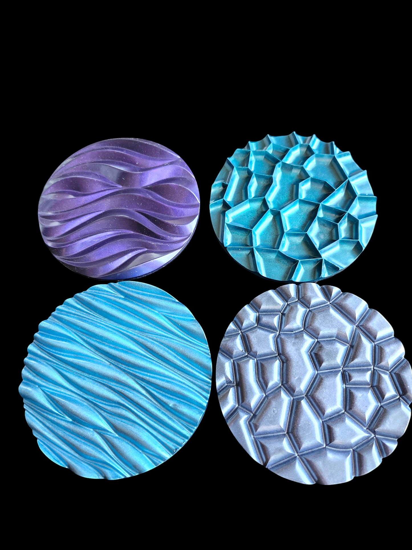 Sculpted Siren Coaster Set – 4 Iridescent Resin Discs + Luxe Base