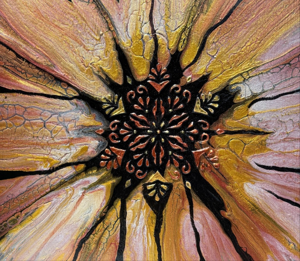 Solar Bloom-Fluid Art Painting