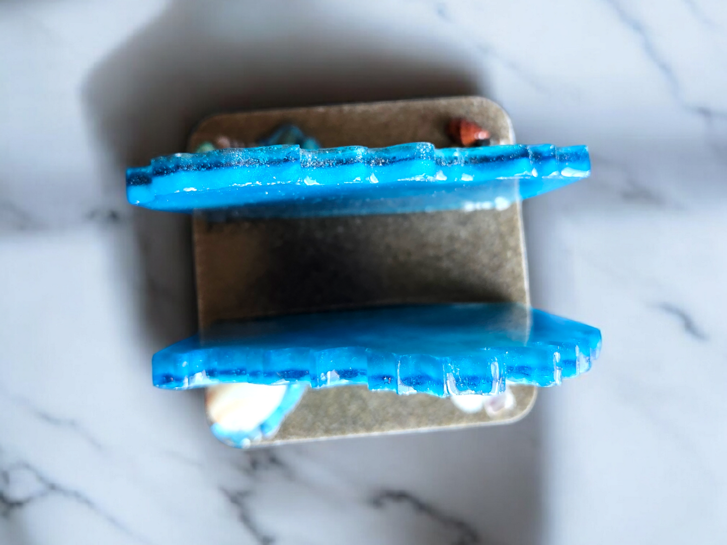 Ocean Bliss Resin Napkin Holder – Handcrafted with Real Sand & Seashells