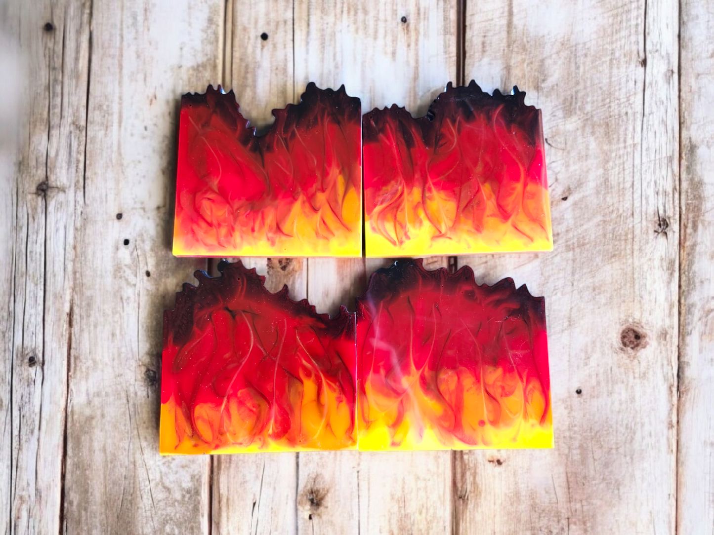 Inferno Glow – Resin Coaster Set (4 pcs)