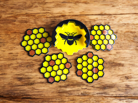 Golden Hive Resin Coaster Set – 5 Piece