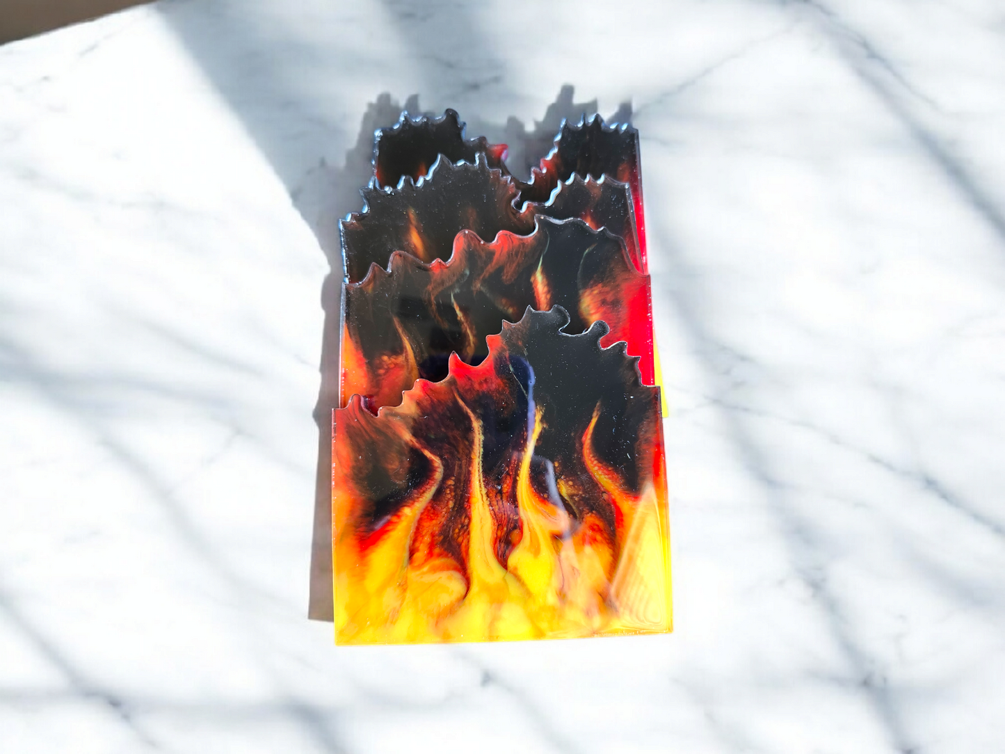 Inferno Glow – Resin Coaster Set (4 pcs)