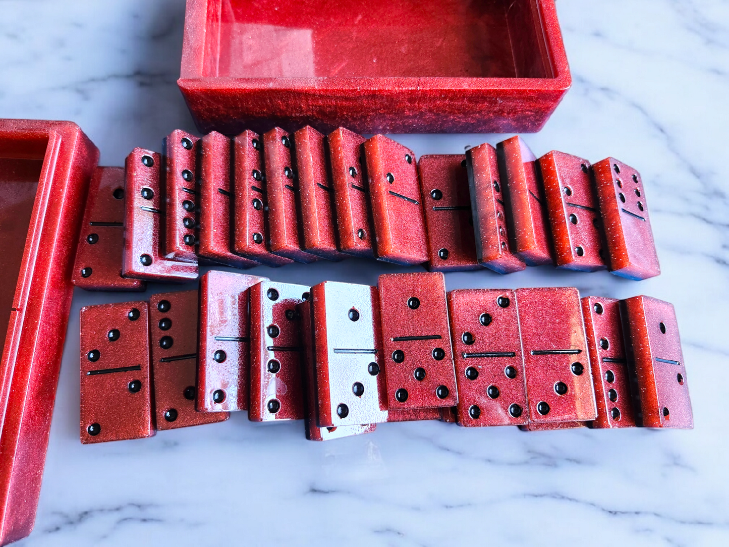 Burnt Ember – Resin Domino Set (Double-6, 28 Pieces + Case)