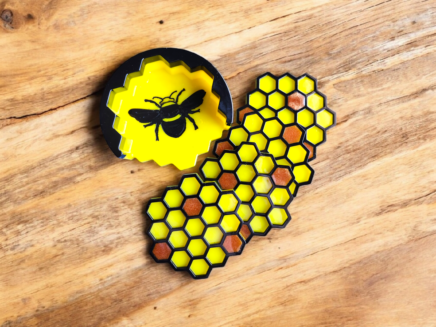 Golden Hive Resin Coaster Set – 5 Piece