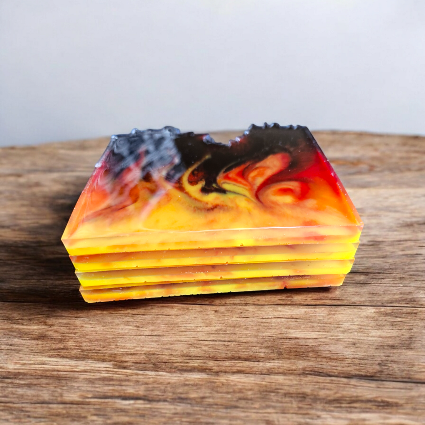 Inferno Glow – Resin Coaster Set (4 pcs)