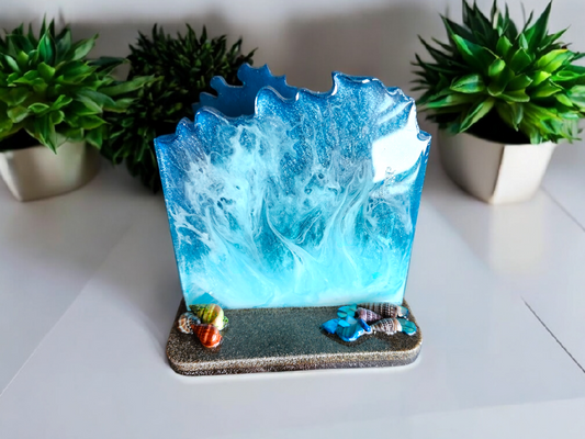 Ocean Bliss Resin Napkin Holder – Handcrafted with Real Sand & Seashells