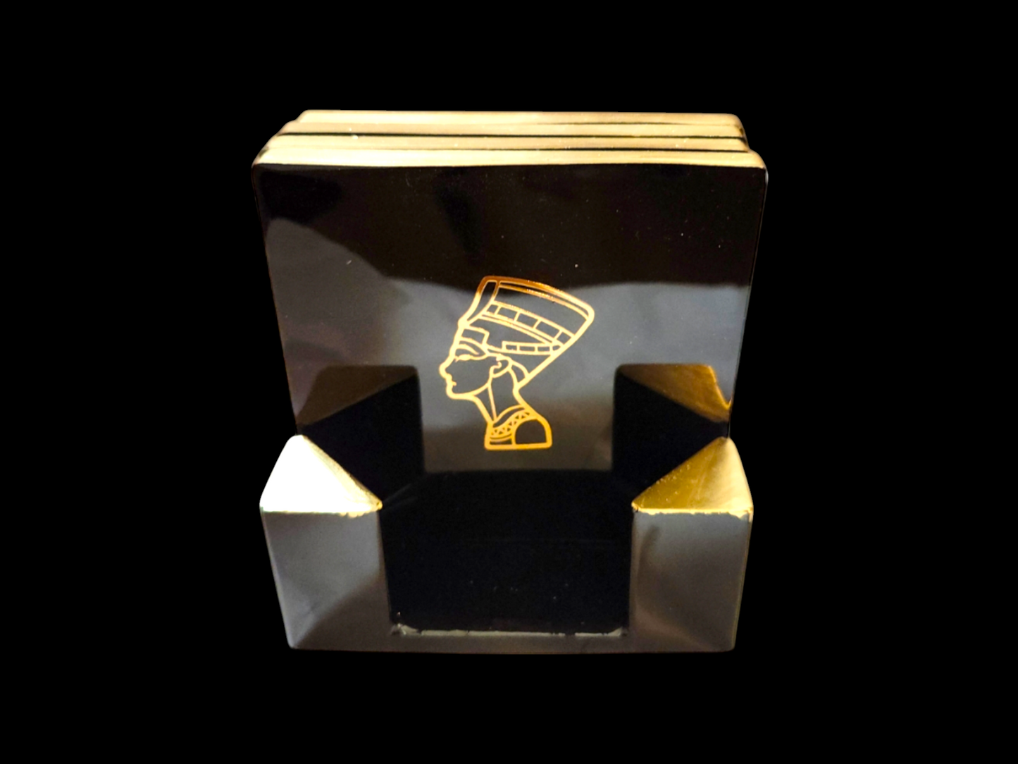 *Sold Out* Egyptian Royalty Resin Coaster Set – 5 Piece Black & Gold